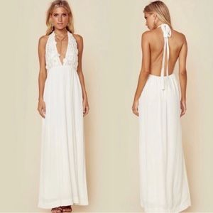 NWT For Love & Lemons Halter Plunge Flower Maxi Dress